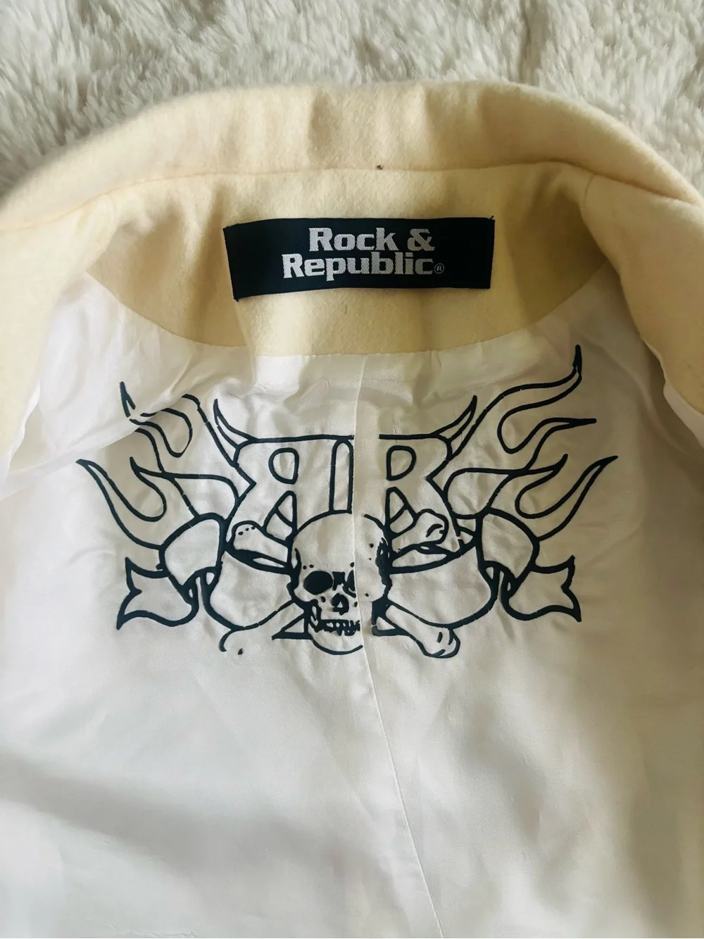 Vintage Y2K Rock & Republic Cream Grunge  Punk Blazer Size: Medium